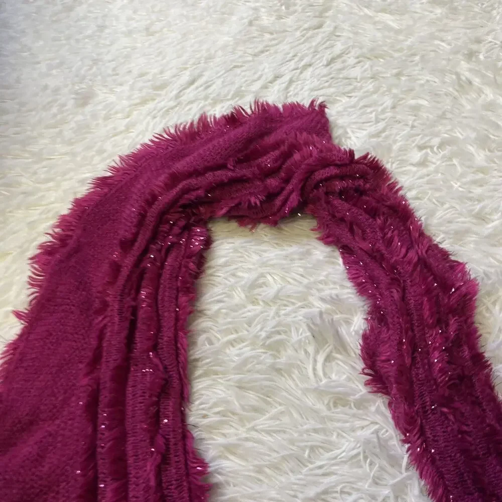 Metallic Head Wrap Fringes Tichel Scarf Chemo Head Covering Headscarf Purple
